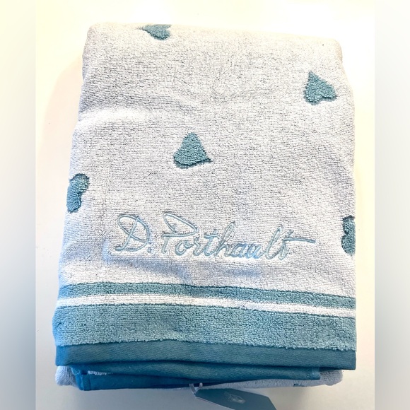 D. Porthault Blue Heart Beach Towel in DP Blue - Picture 1 of 5